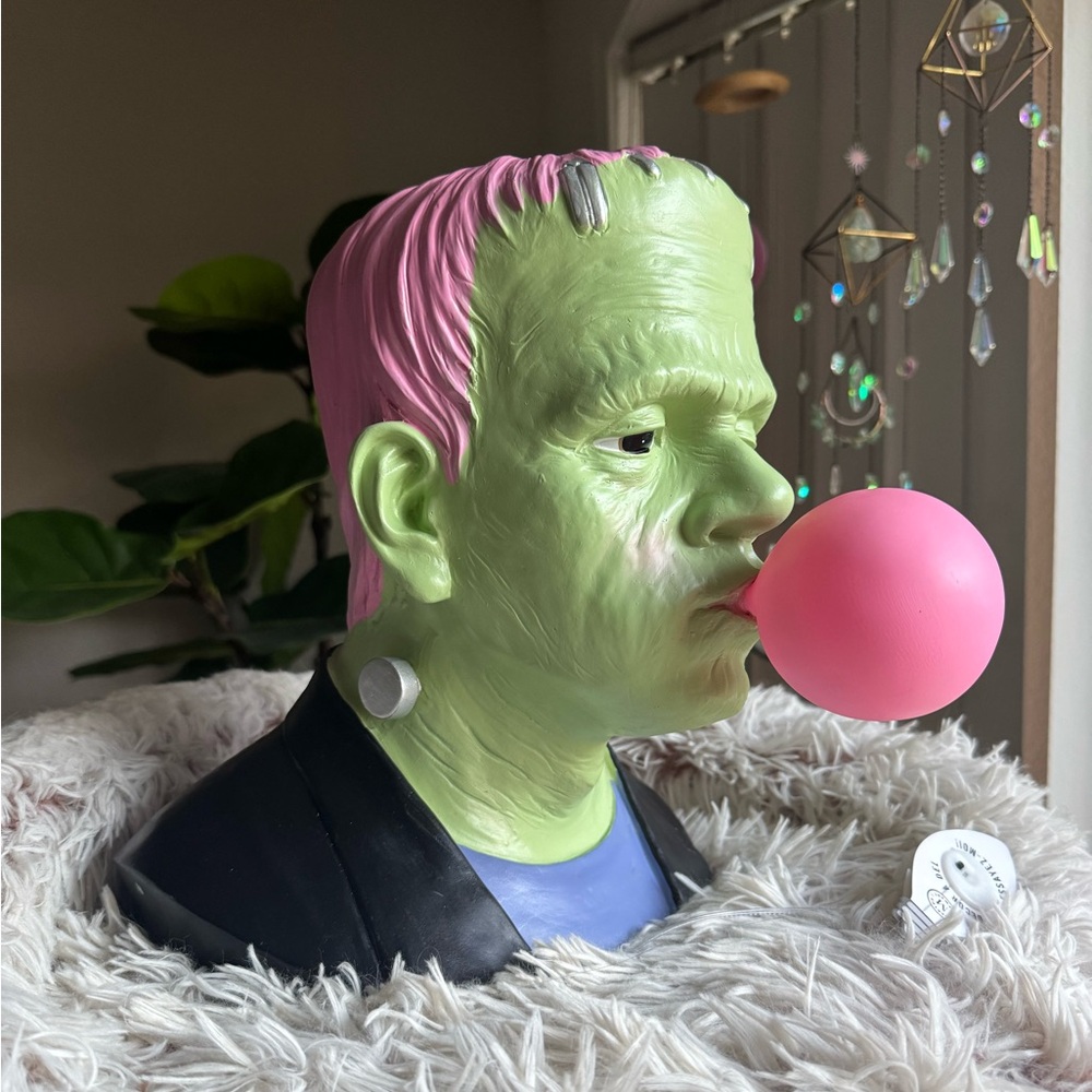 Frankenstein Bust with Pink Bubblegum